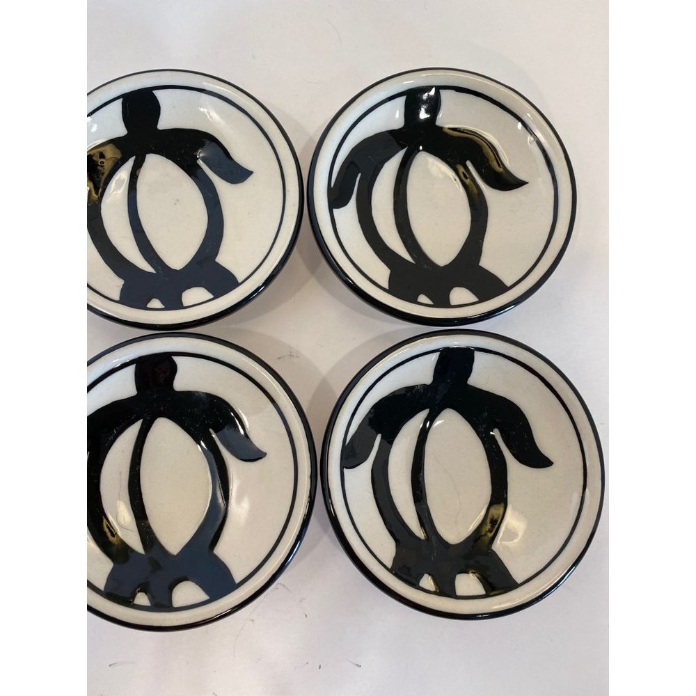 Hawaiian Crafted Turtle Miniature Dishes/Trinket/Side Sauces/Set of 4/Ceramic/